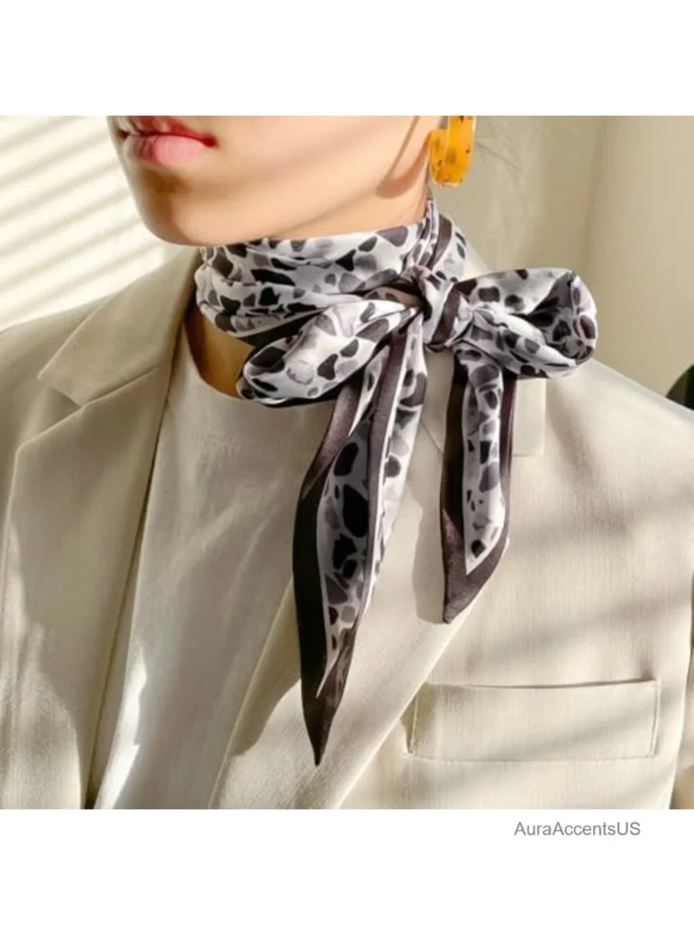 Silk Feel Polyester Satin Scarf, 59x5.3in, Multi-Use Head Wrap Neck Scarf